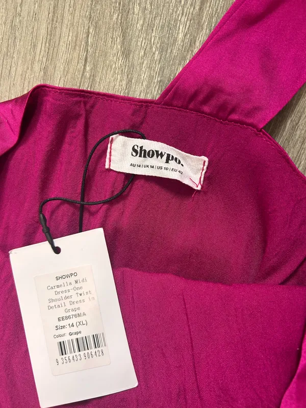 New Showpo Carmella Midi Dress One Shoulder Dress In Grape MSRP $119 - Image 6