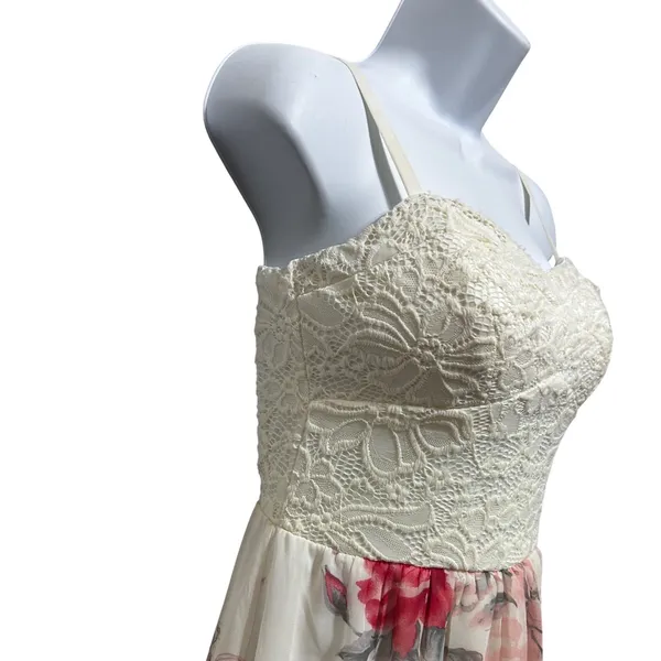 Lily Rose Babydoll Cottage Maxi Dress‎ S Floral Lace Chiffon Y2K Coquette Fairy - Image 8