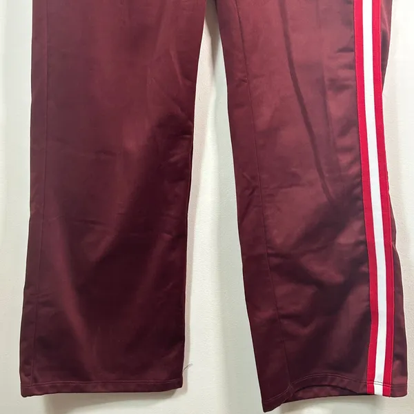 Coca-Cola Track Pants Small Burgundy Red Side Stripe‎ Wide Leg Logo Lounge - Image 9