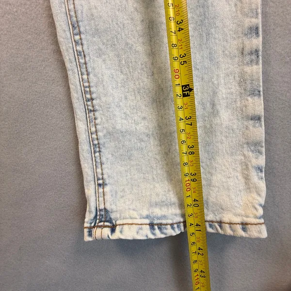 Cotton On 91 Slim Leg Acid Wash Jeans Light Blue Stretch Denim Size 34 - Image 7