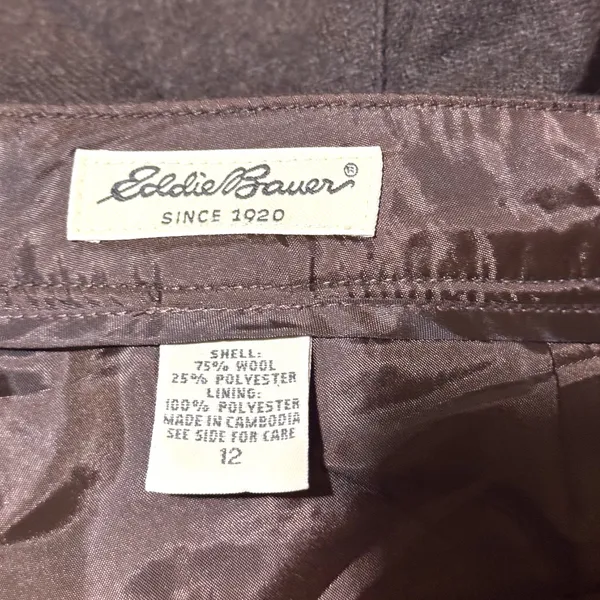 Eddie Bauer Late 90’s Dark Brown Wool High Rise Straight Leg Trousers Sz 12 - Image 5