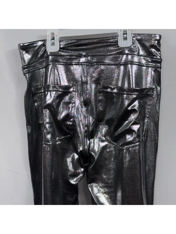 Halara Metallic Silver High Rise 7/8 Leggings M - Image 5