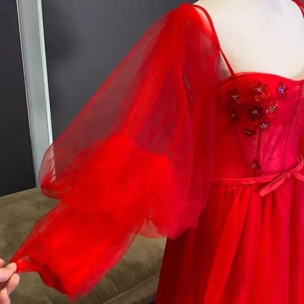 Women’s Red Prom Party Formal Dress With Corset Back and Leg Slit Size 10 NWOT - Image 4