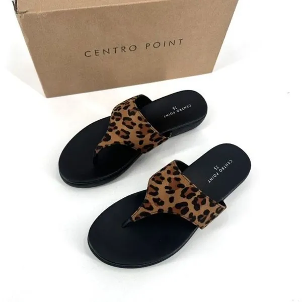 New Centro Point Women’s Leopard‎ Flip Flop Platform Size 7.5 - Image 2