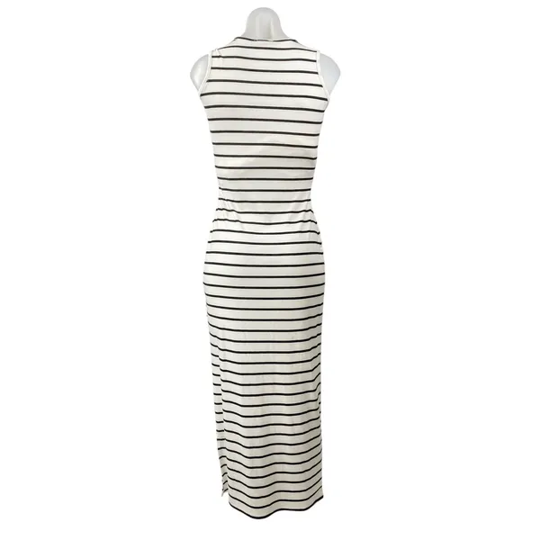 See You Monday SYM Women's White Striped Sleeveless Maxi Bodycon Tank Dress Sz L - Image 2