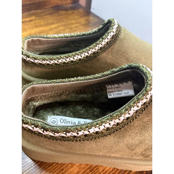 Olivia &‎ Kate Olive Green Platform Slippers Size 6 - Image 5