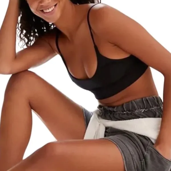 FREE PEOPLE x HAH Bralette Women Sz L Black Sporty Casual Athletic Versatile NWT - Image 3