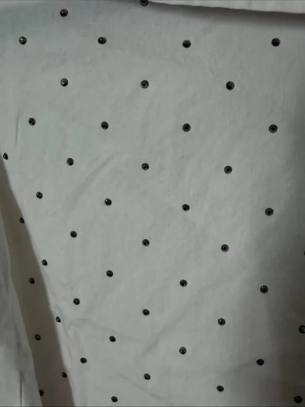 H&M White Button-Down Shirt with Black rhinestones small oversized. - Image 4