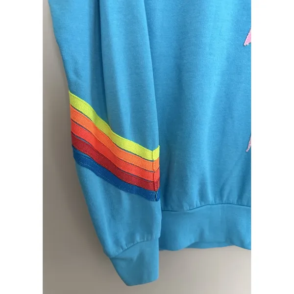 Aviator Nation Lightning Bolt Neon Chevron 5 Stripe Crew Sweatshirt Size Medium - Image 7