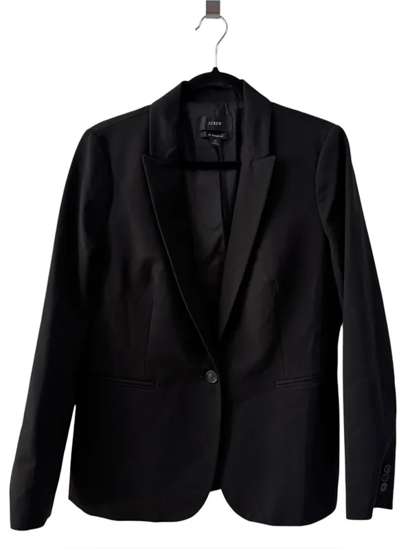 J.Crew Parke Bi-Stretch Cotton Blend Black Blazer Jacket Size 12 - Image 2
