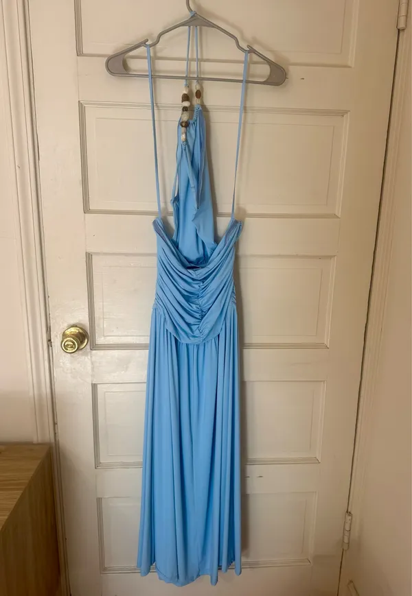 Runaway The Label Imelda High Neck Maxi Dress - Sky Blue - Image 4