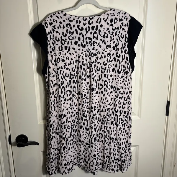 Savanna‎ Jane Boho Floral Embroidered Leopard Print Dress Flutter Sleeve Size 2X - Image 6