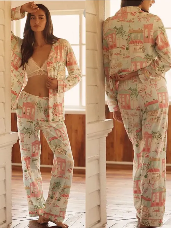 BedHead X Anthropologie Parisian Delight Classic Jersey Pajama Set Long Sleeve - Image 4