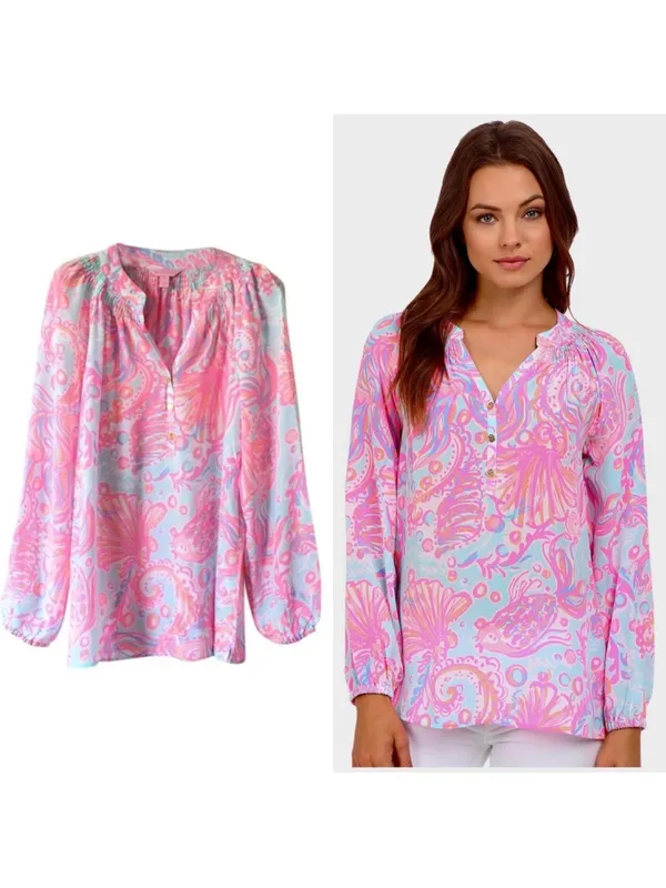 Lilly Pulitzer Elsa Too Much Bubbly 100% Silk Size Small - Image 9
