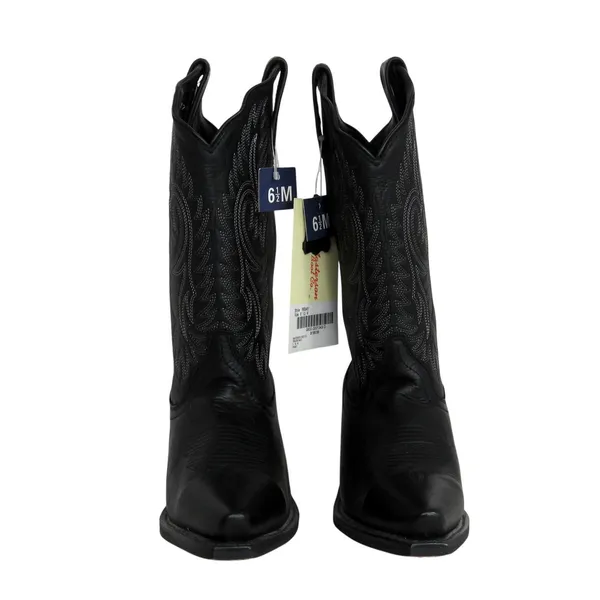 Masterson Boot Co Black Cowboy Boots With White Stitching 6.5 Leather Cowgirl - Image 2