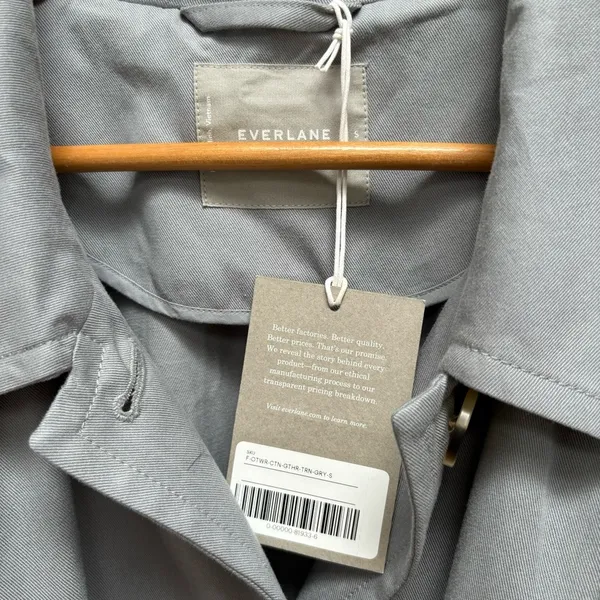 EVERLANE The Gathered Drape Trench Coat in Grey Small - Image 10