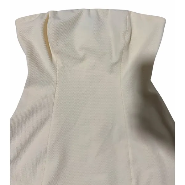 STAUD Silvia Strapless Peplum‎ Top Ecru Women's Size 2 - Image 3