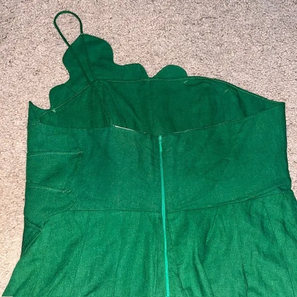 Farm Rio Lea Leaf Mini Dress One Shoulder Linen‎ Blend Green Small - Image 8
