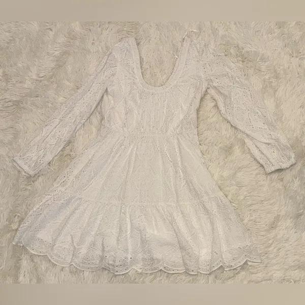 NEW VERONICA BEARD White Eyelet Cotton CALIBRA Mini Sun dress SZ 6 - Image 8