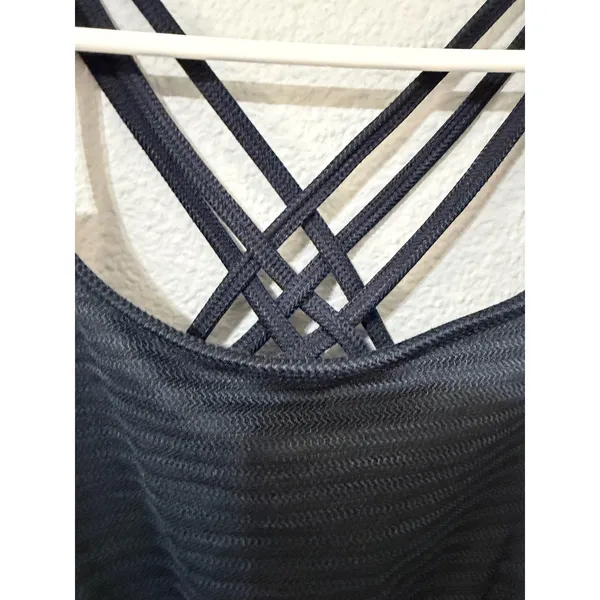 Athleta Womens Sports‎ Bra Size M Navy Blue Chevron Textured Strappy Back Gym - Image 9