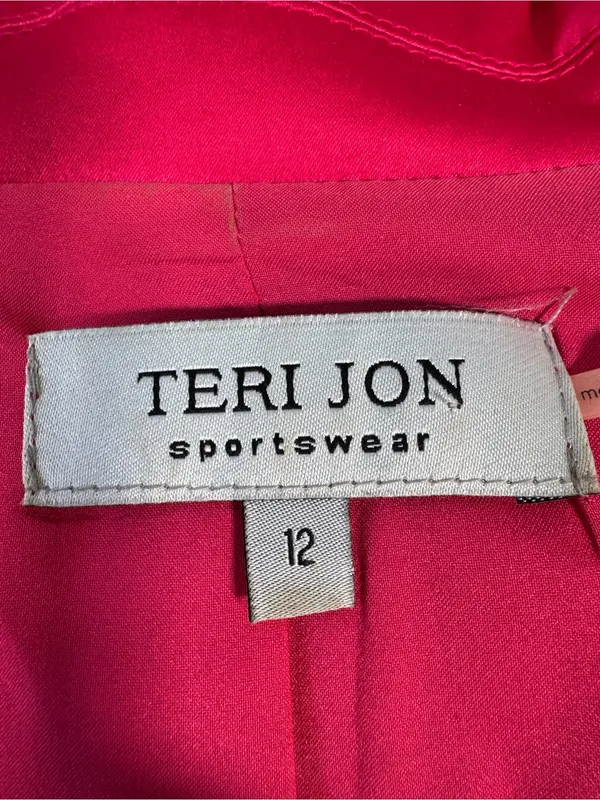 Teri Jon Hot Pink Satin Oversized Blazer Jacket Womens 12 Preppy Barbie Classic - Image 9
