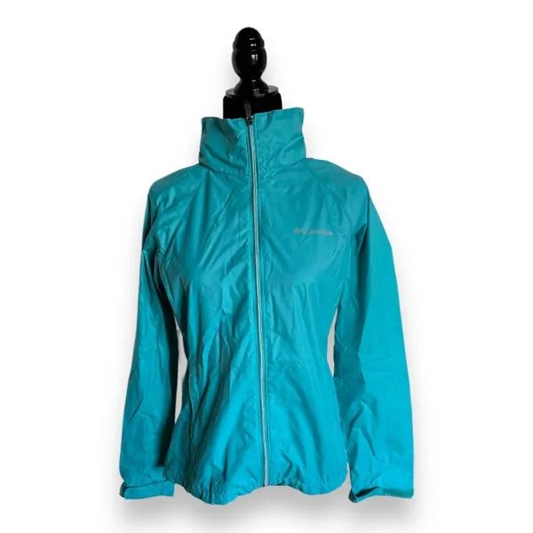 Columbia Women's Teal Rain Jacket M Lightweight Hooded Windbreaker‎ Full Zip - Image 6