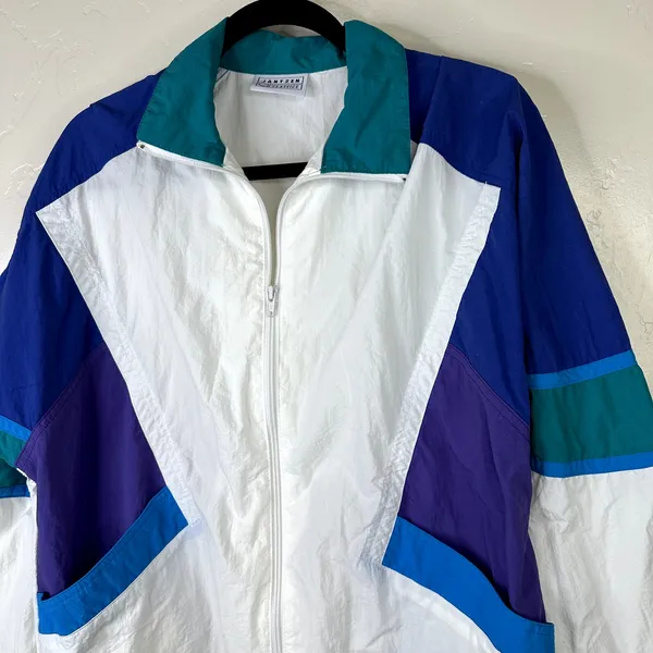 Vintage Jantzen Classics VTG 80s Retro Colorblock Windbreaker Track Jacket Small - Image 4