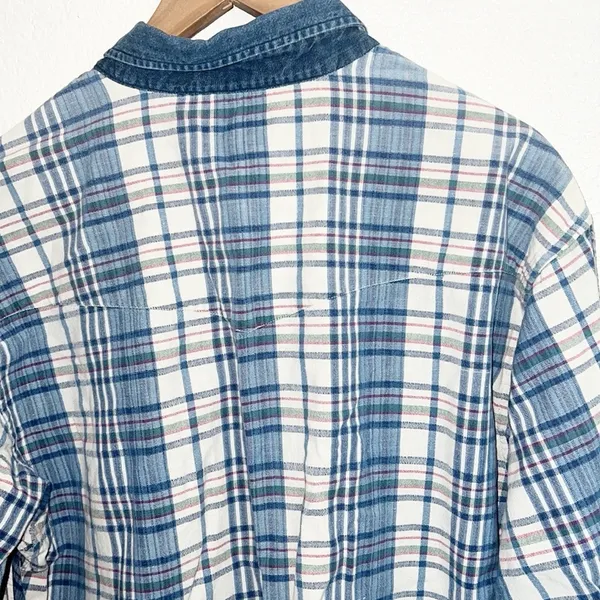 Pendleton Women’s 100% Cotton Blue White Long Sleeve Casual Button Front Shirt - Image 8