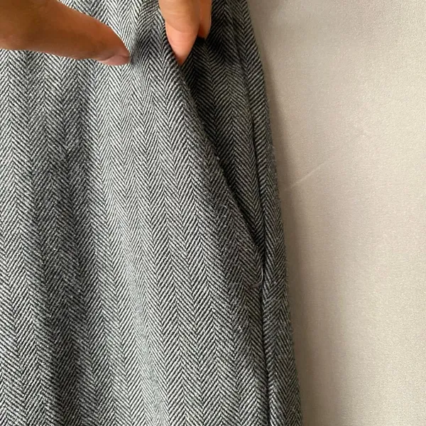 Zara‎ Cotton Herringbone Academia Office Siren Tapered Ankle Pants Small Gray - Image 4