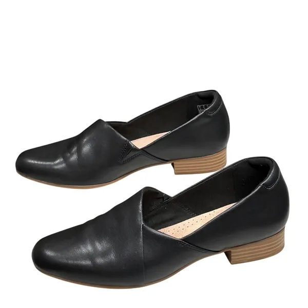 Clarks Collection Juliet Palm Loafer Shoes 9.5 Black Leather Comfort Slip On - Image 2