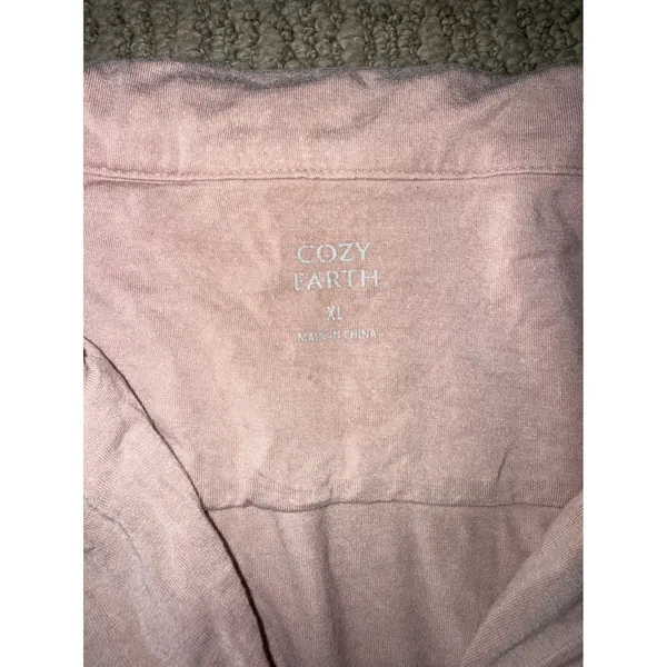 Cozy Earth Pajama Top Women XL Mauve Excellent Bamboo‎ Viscose Button Down - Image 2
