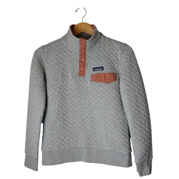 Patagonia Quilt Snap T Pullover Women XS Grey Organic Cotton Gorpcore Athleisure - Image 2