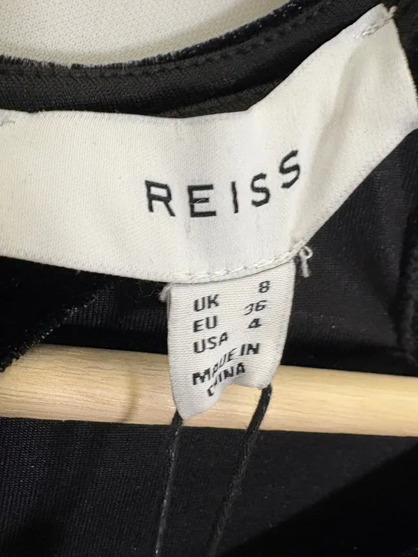 NEW REISS Macey Velvet Midi Dress in Black Size 4 - Image 12