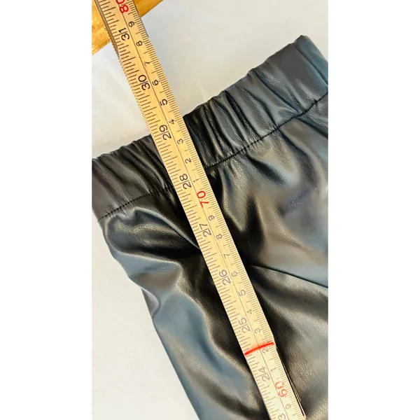 Black Retro Y2K style Pleather women’s cargo joggers biker pants size Medium - Image 8