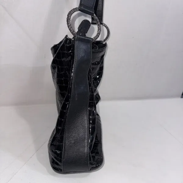 Vintage Y2K Brighton Cher Bag Black Shoulder Tote Croc Leather‎ Gorpcore Purse - Image 6