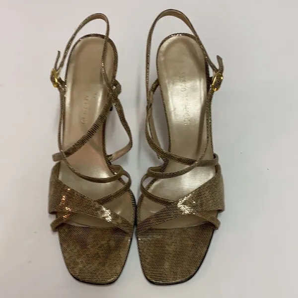 Sesto Meucci Size‎ 8 Gold Metallic leather Heels size 9.5N A10 - Image 3