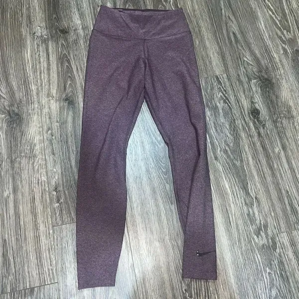 Nike Leggings Women's Burgundy Dri Fit Ten Less Yoga Heather Ankle Ladies - Image 2