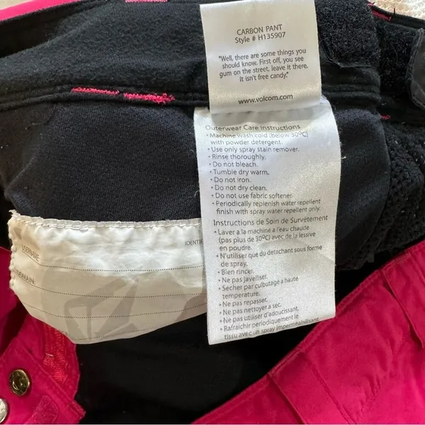 Volcom Carbon Waterproof Snow Pants Women’s Size X-Small Bright Pink Nylon Ski - Image 8