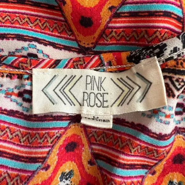 Pink Rose Multicolor Printed Boat Neck Short Sleeve Top, M - Image 6