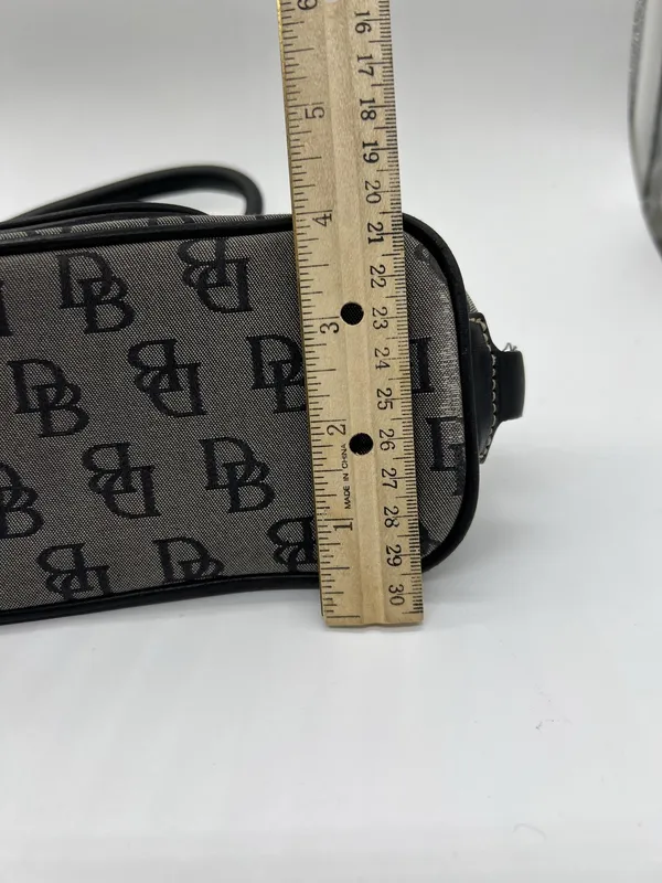 Dooney & Bourke Satchel Bag Womens Medium Gray Logo Canvas Leather Zip Purse - Image 4