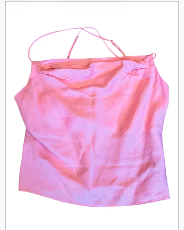 Zara Satin Cami Crop Top Spaghetti Straps Light Pink S - Image 3