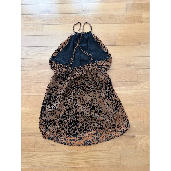 Lulus Intention Brown Leopard Burnout Velvet Print Dress Size M - Image 5