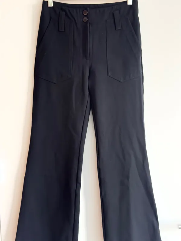 Anthropologie Maeve The Naomi Ponte Wide-Leg Flare Pants Black 2 - Image 3