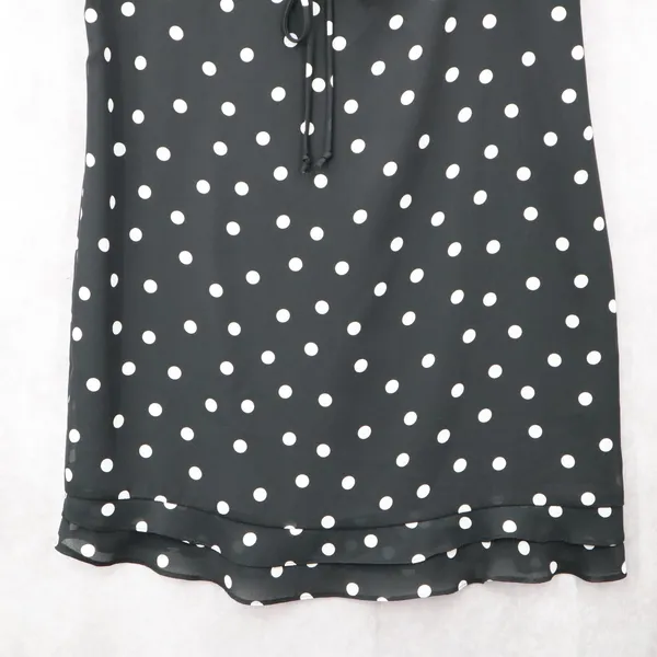 Apostrophe Black Polka Dot‎ Sleeveless Dress Knee Length Retro Tie Chic Large 12 - Image 5