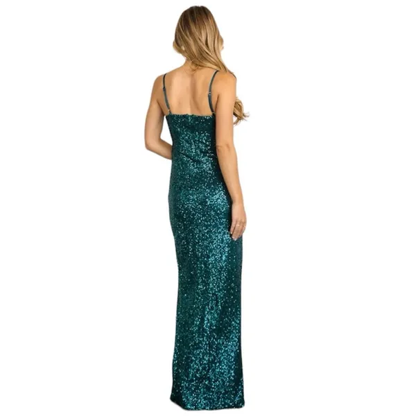 Ricarica‎ sequin gown maxi green holiday Sz L - Image 2