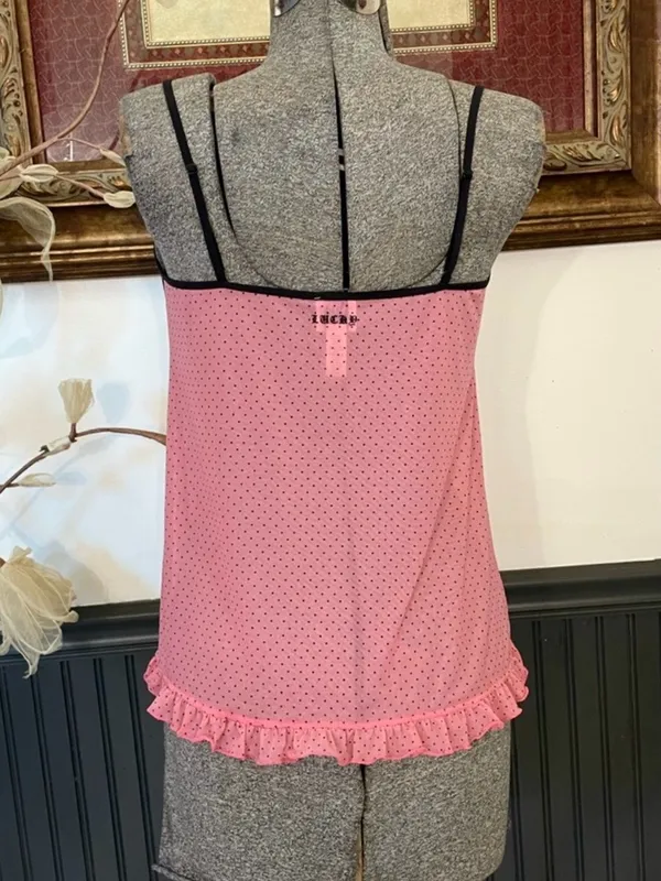Vintage Y2K Lucky Brand Floral Polka Dot Mesh Babydoll Lingerie Cami Top M 💕🎀 - Image 4