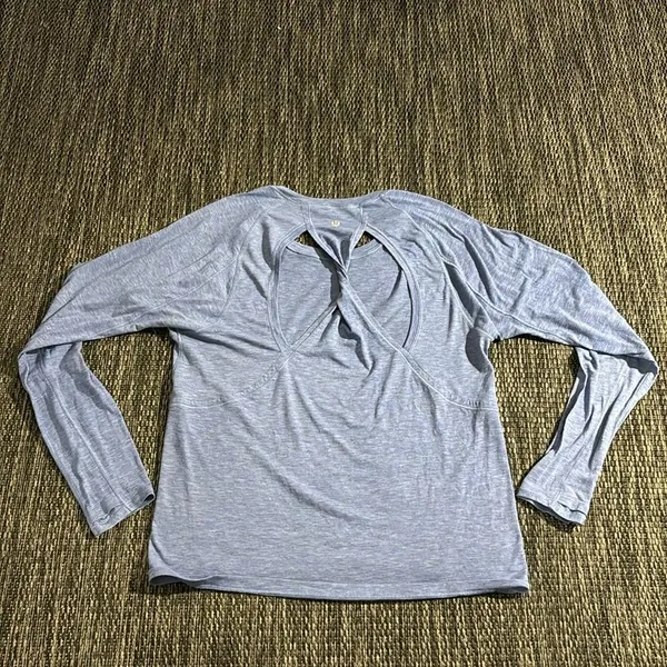 Lululemon Stop Drop & Squat Long Sleeve Sheer Heathered Blazer Blue Size 6 - Image 2
