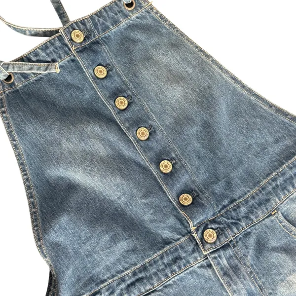 American Eagle Denim Overalls Romper Shorts Blue Size M Shortall‎ Distressed - Image 5