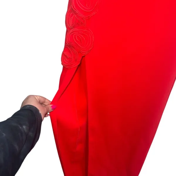 Amanda Uprichard X Revolve Wolfe Maxi Gown In Crimson Red Rosettes - Image 7