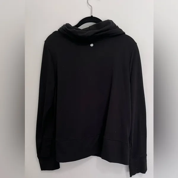 YOGALICIOUS Cowl Neck Pullover Sweatshirt. Black. Women’s Size L. EUC - Image 5